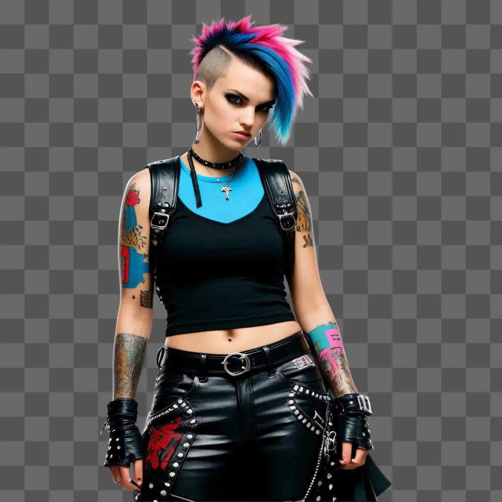 Punk girl with a mohawk and tattoos