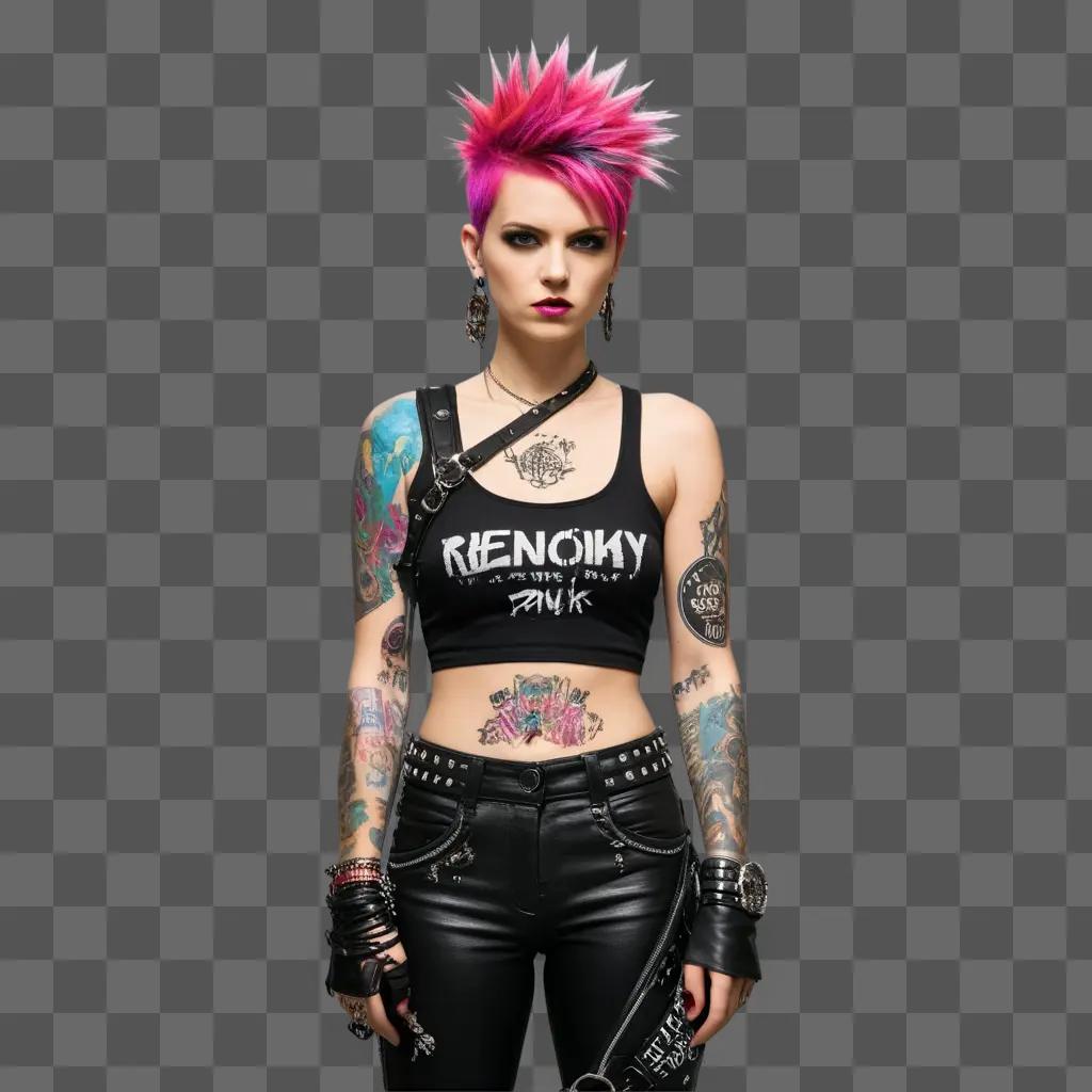 Punk rock girl with spiky hair and leather