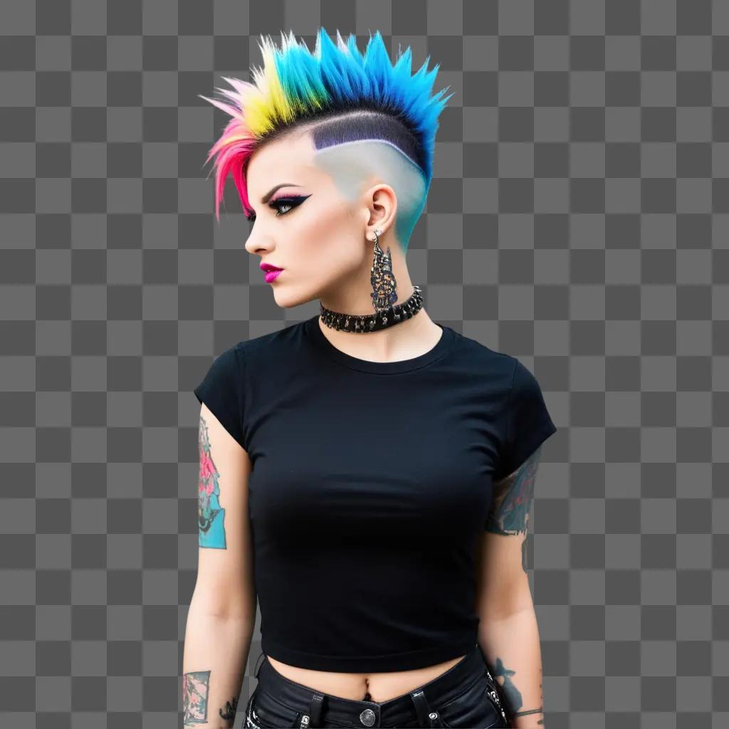 Punk rocker with colorful haircut and tattoo