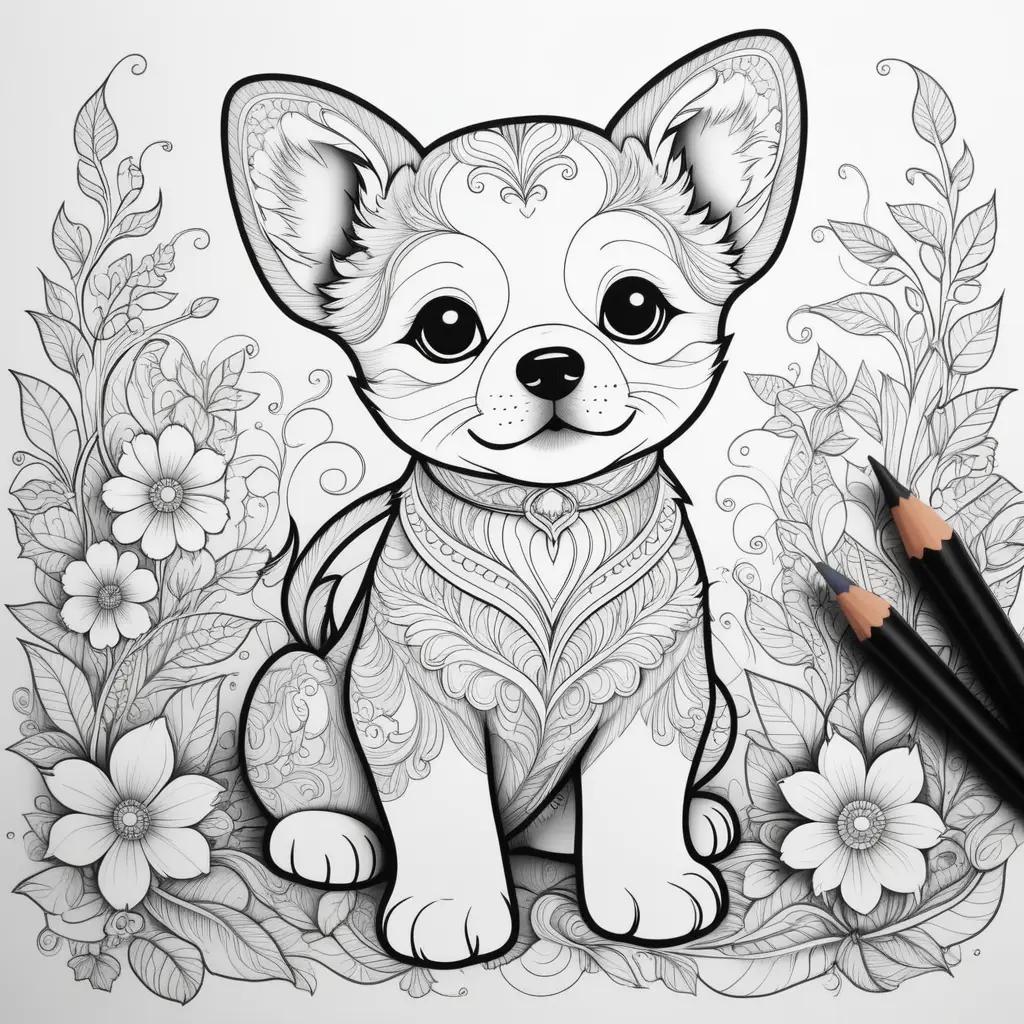 Puppies Coloring Pages Featuring a Cute Chihuahua