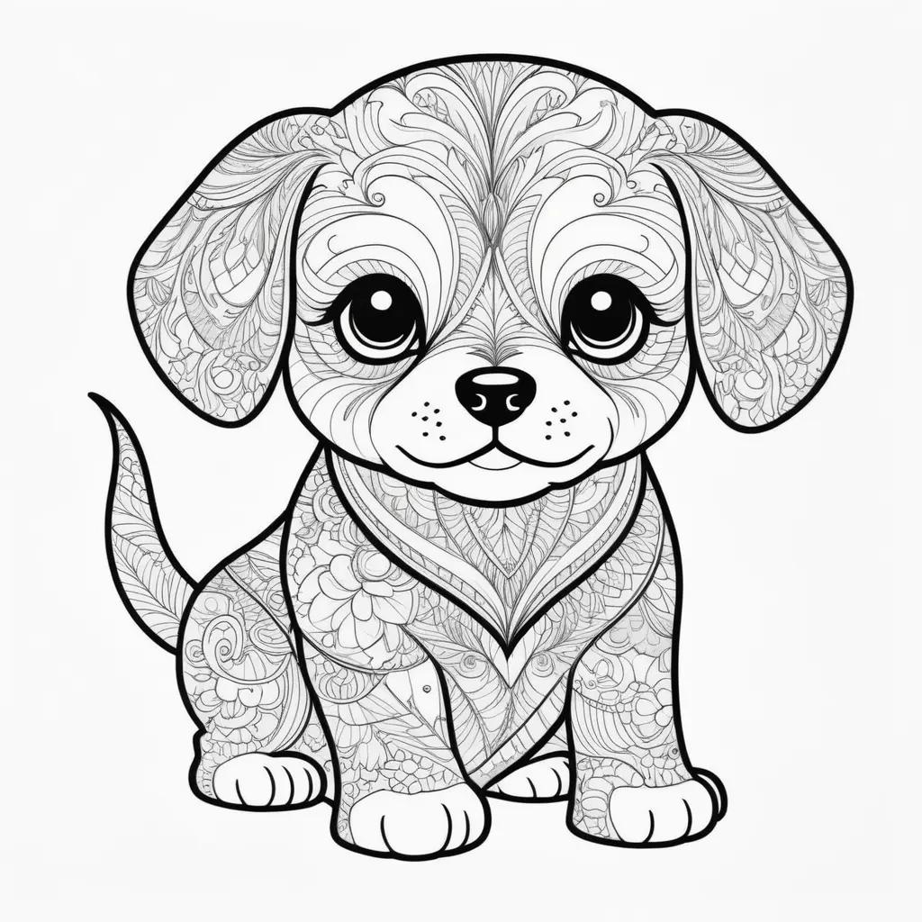 Puppy coloring pages with intricate designs