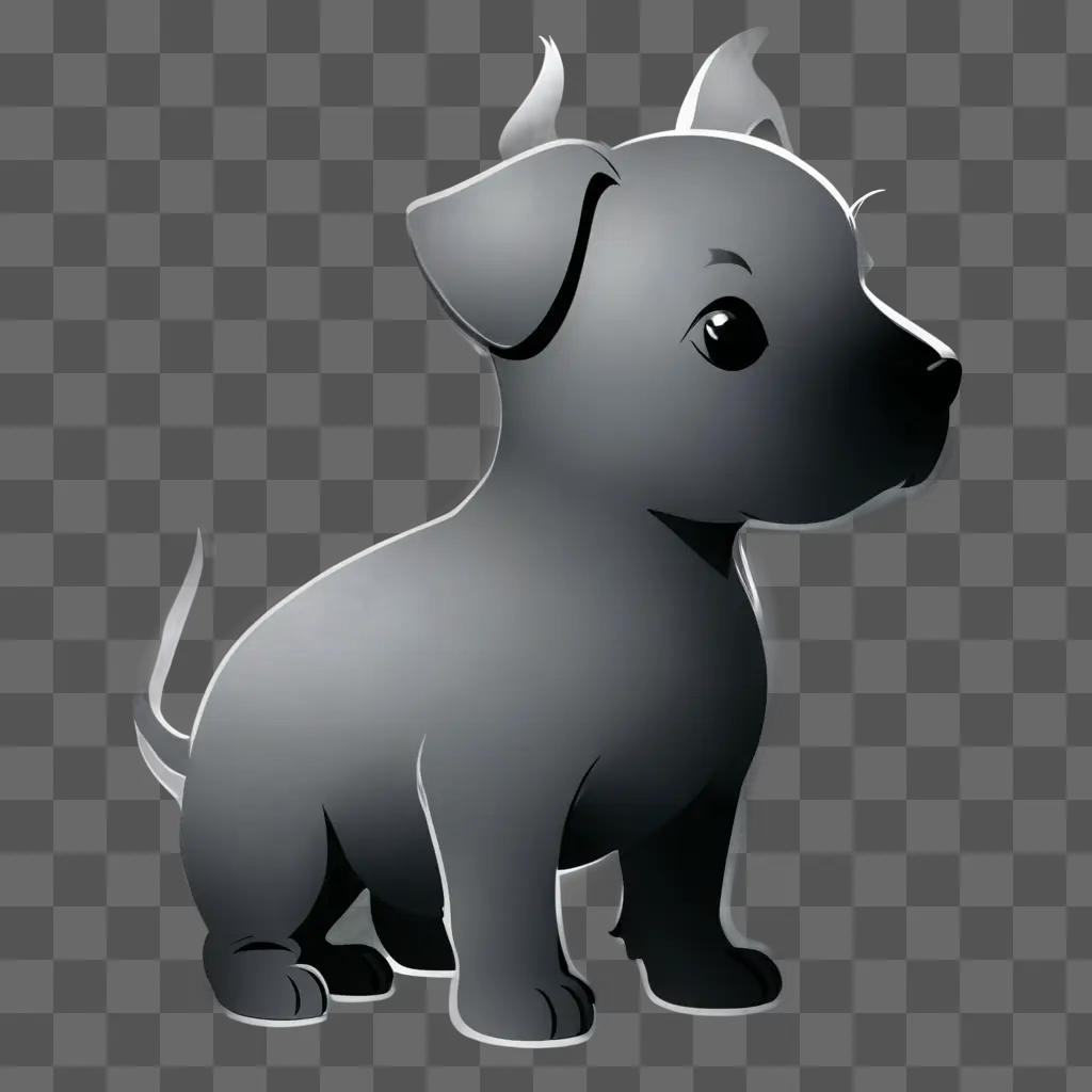 Puppy silhouette sitting on a gray background