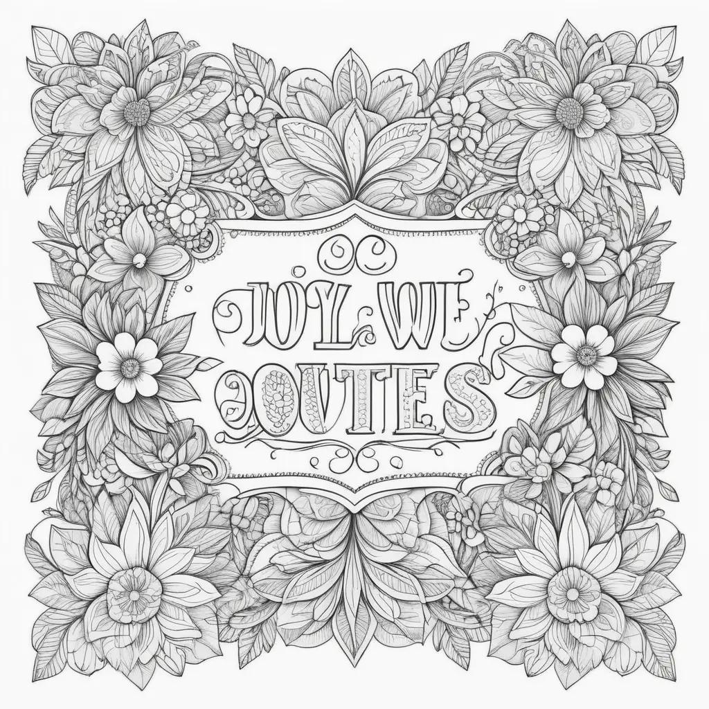 Quiz coloring pages for adults with floral quote