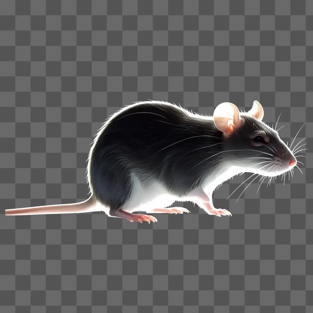 RAT WITH TRANSPARENT SHADOW ON A WHITE BACKGROUND