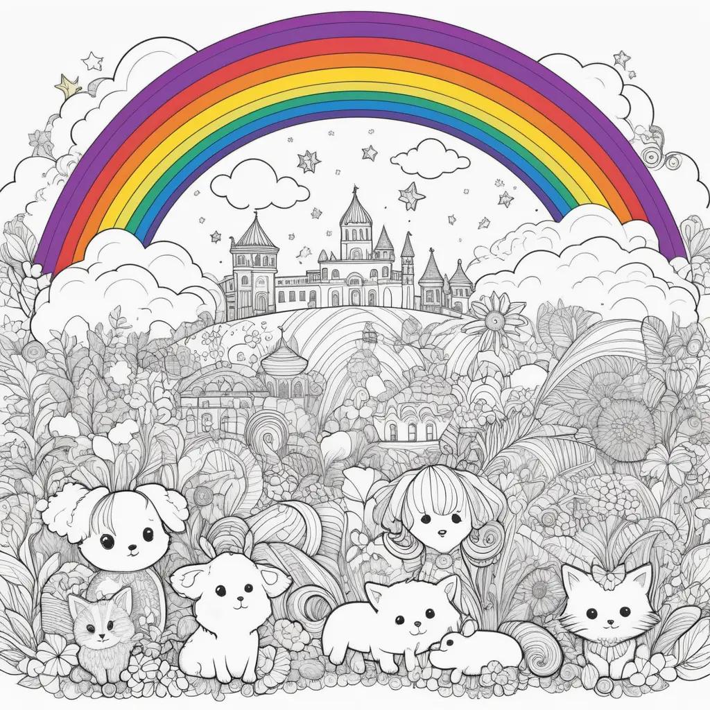 Dibujos de amigos arcoíris para colorear para niños