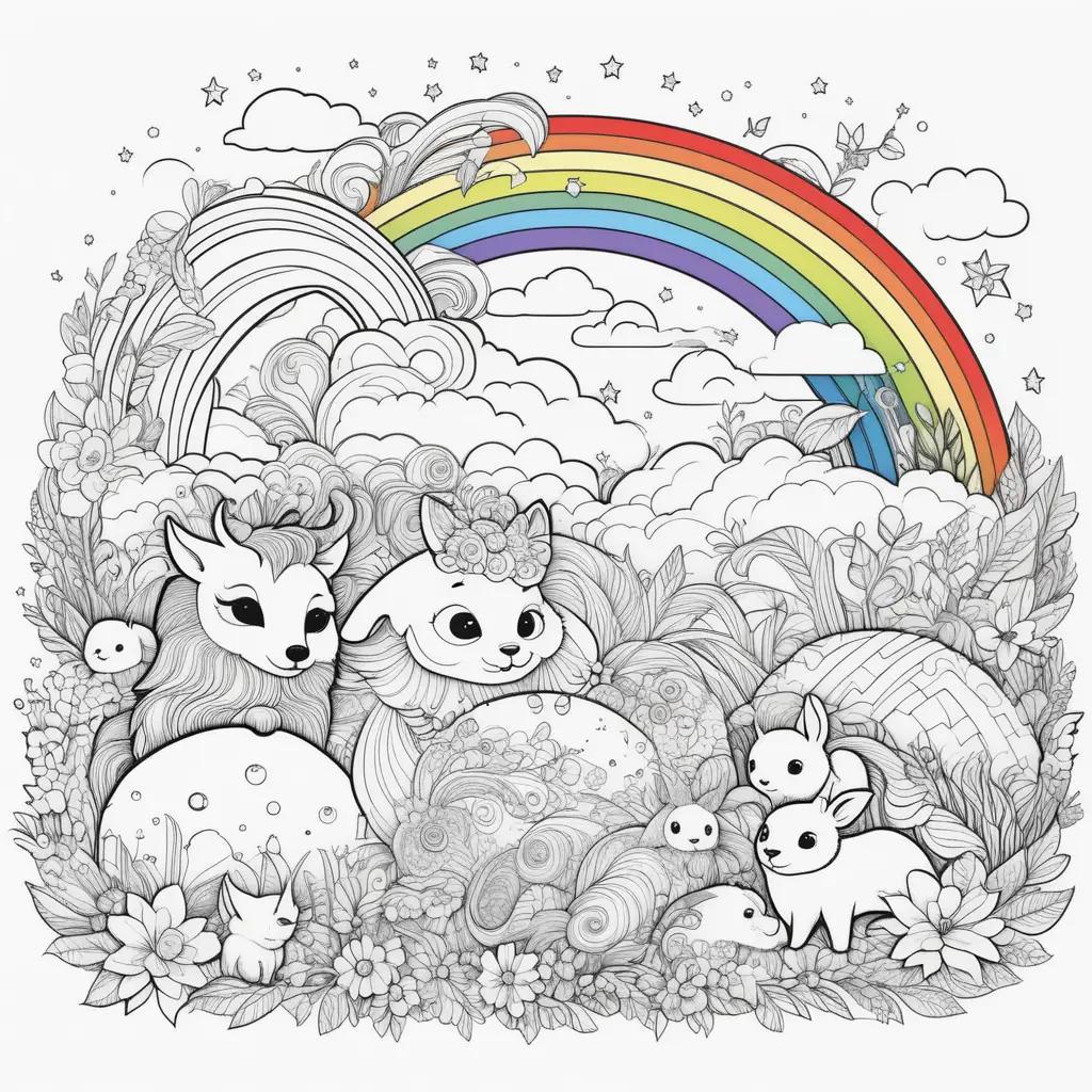 Dibujos de amigos arcoíris para colorear para niños