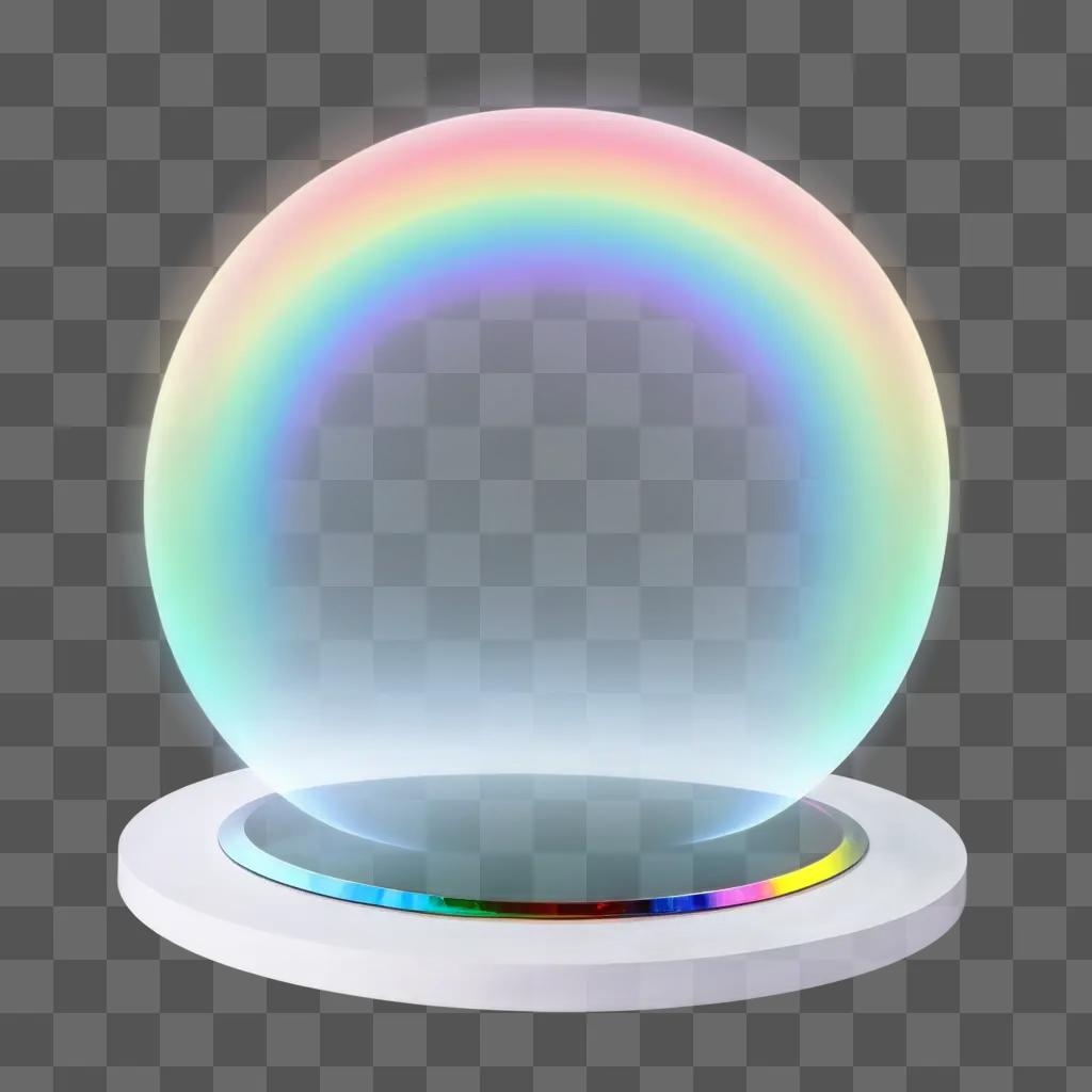 Rainbow lit transparent display stand on a white background