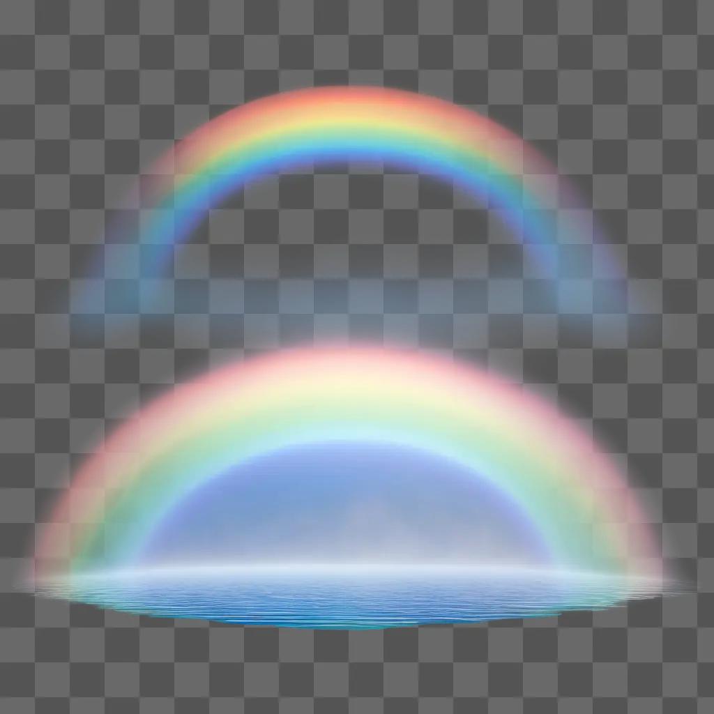 Rainbow with a transparent background on a blue wall