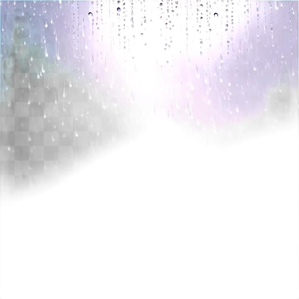 Raindrops falling on a transparent background