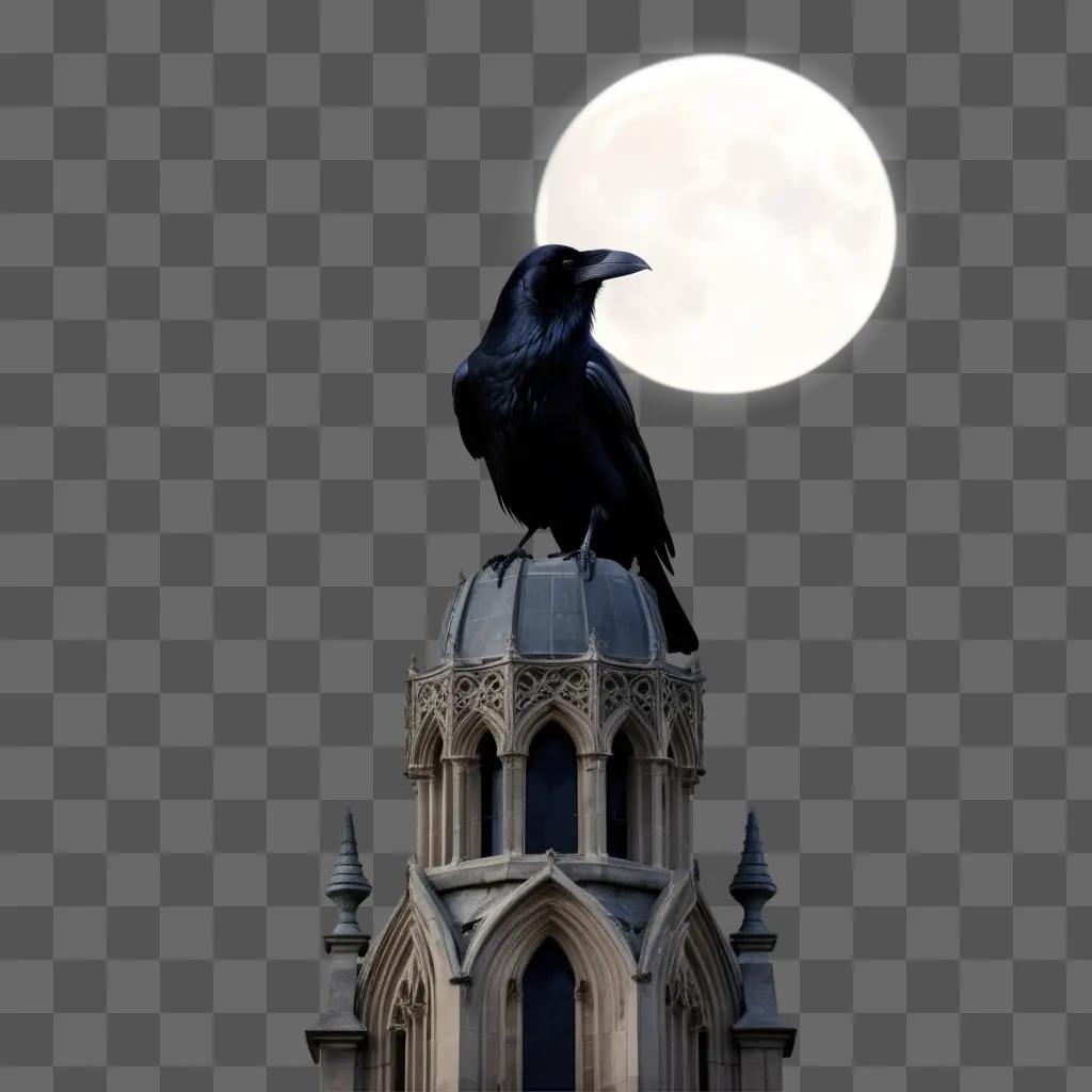 Raven perches atop a Gothic structure