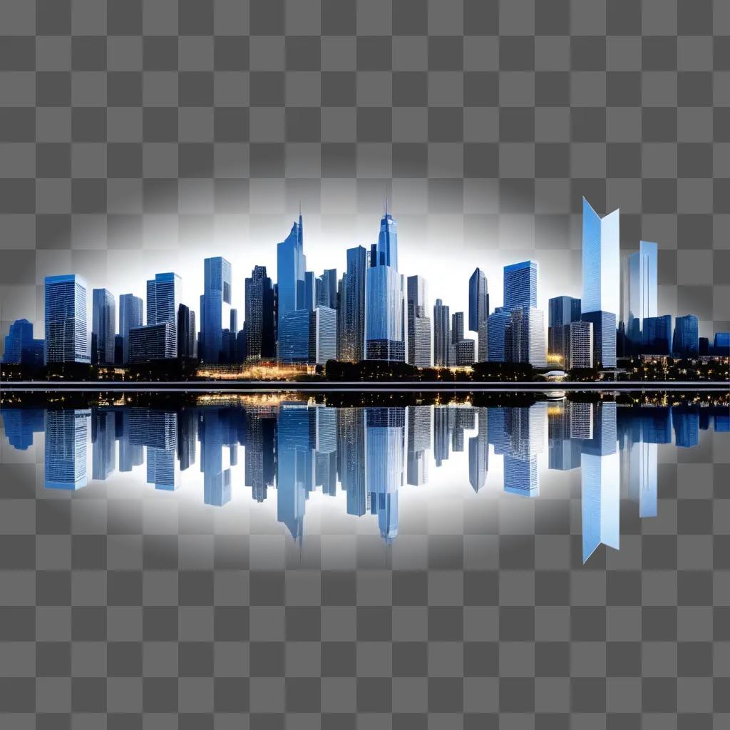 Real Estate Cityscape with Transparent Reflections