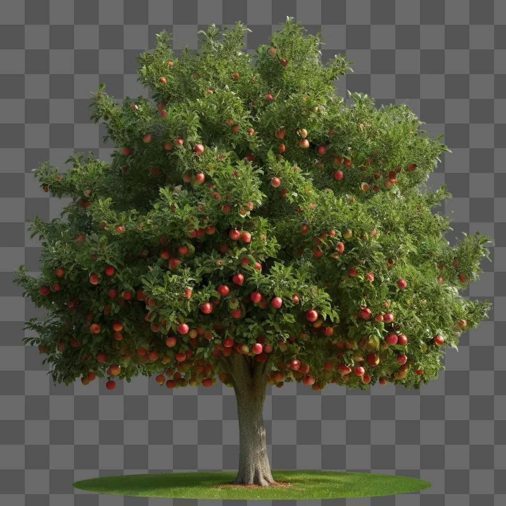 Real apple tree with many red fruits