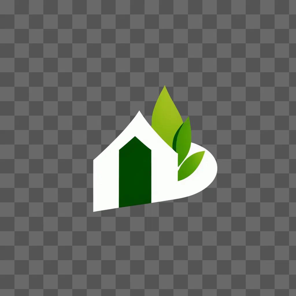 緑の葉と不動産のロゴ