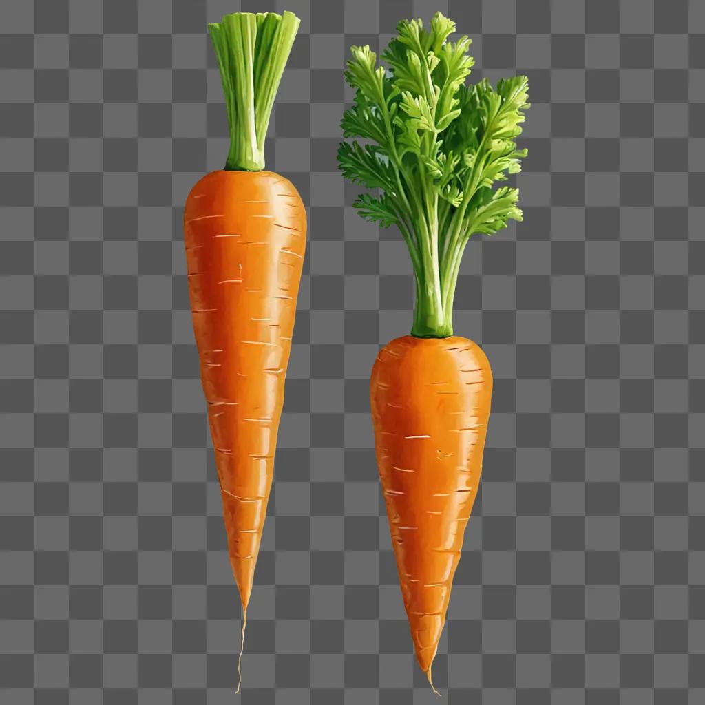 Realistic Carrot Drawing on a Yellow Background