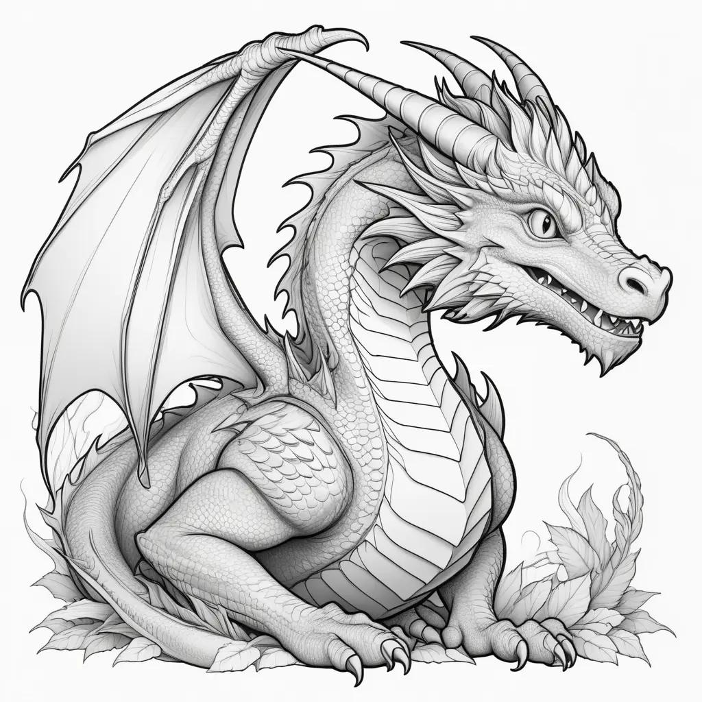 Realistic Coloring Pages of a Dragon