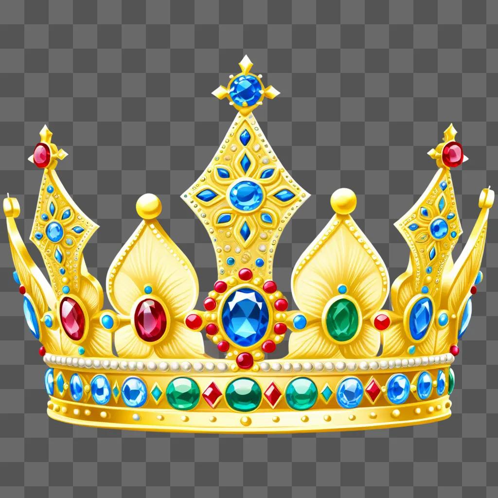 Realistic Crown Drawing on a Golden Background