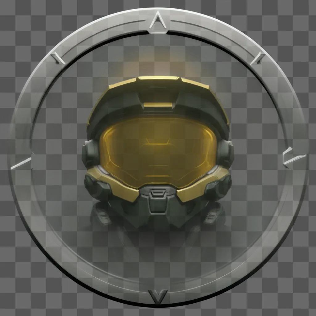 Realistic Halo helmet in a circular frame