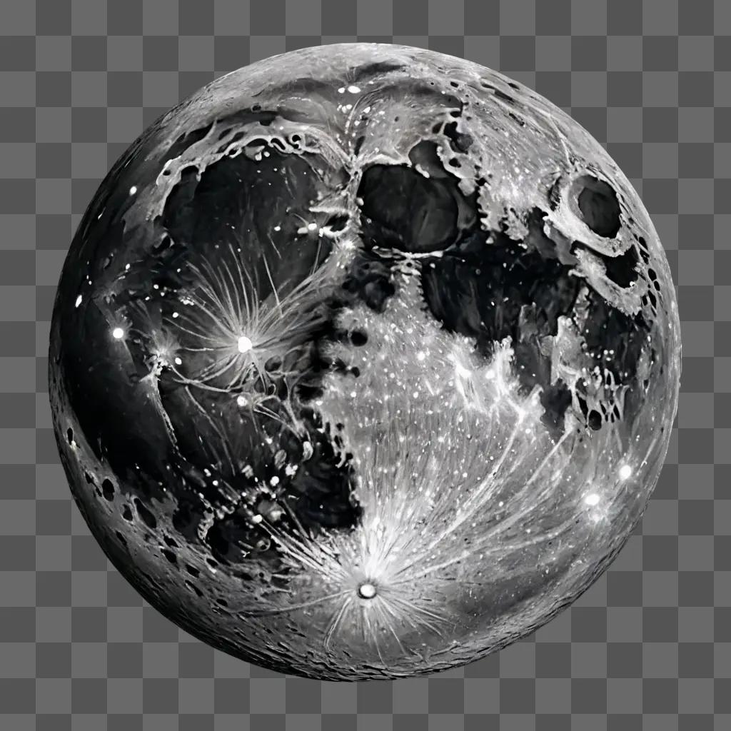 Realistic Moon Drawing With Sparkles