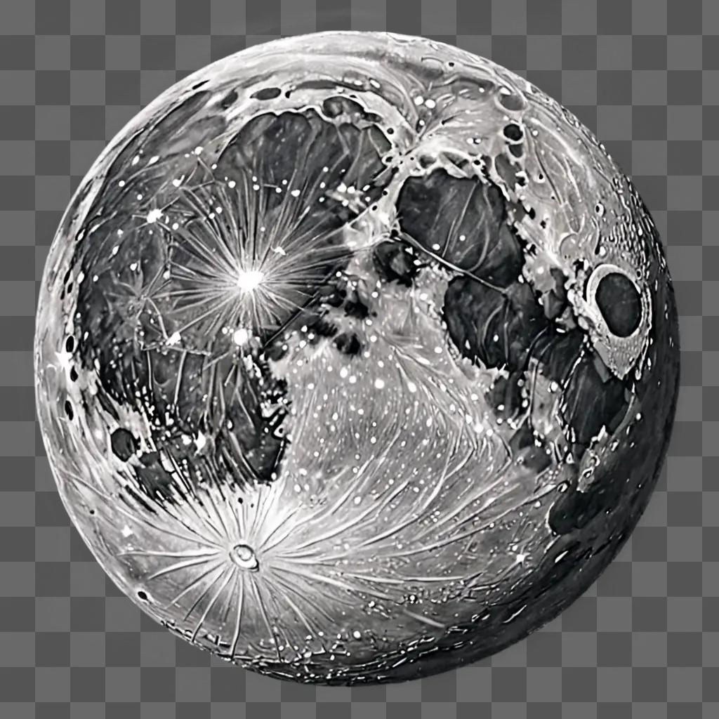 Realistic Moon Drawing of a Glowing Full Moon