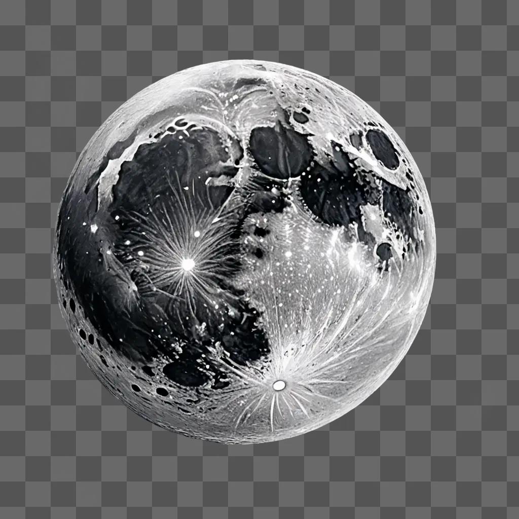 Realistic Moon Drawing on a Gray Surface