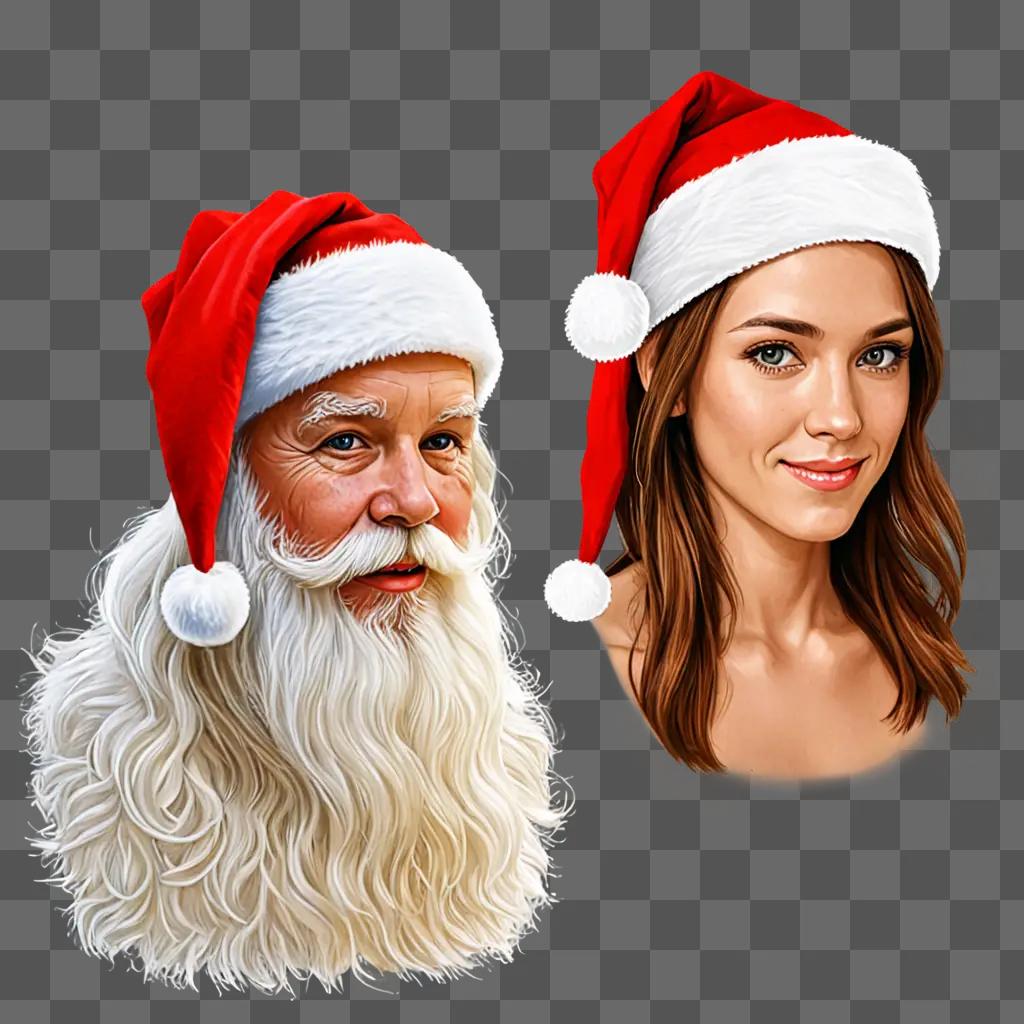 Realistic Santa Hat Drawing on a Red Background