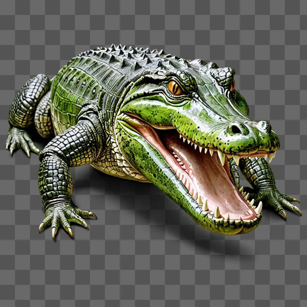 Realistic alligator drawing on a dark background