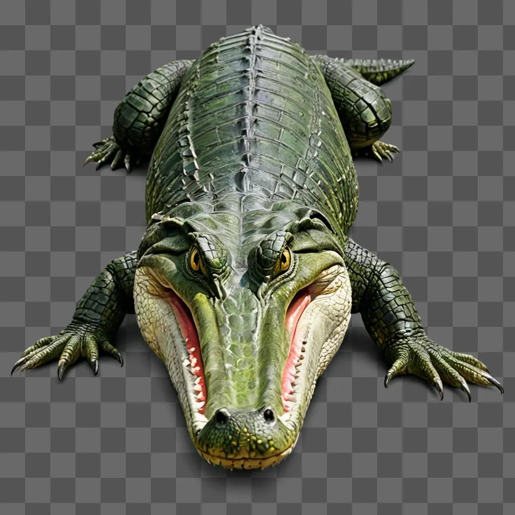 Realistic alligator drawing on a dark surface