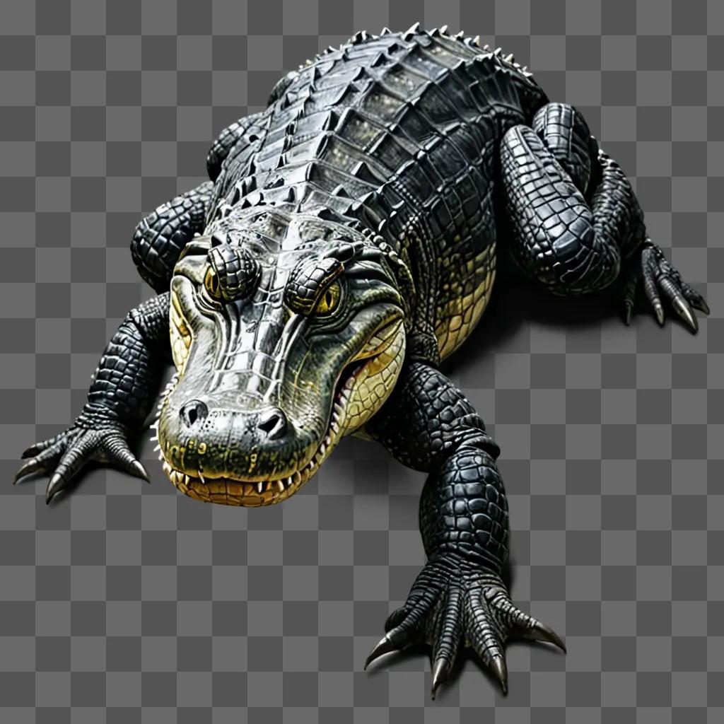 Realistic alligator drawing on black background