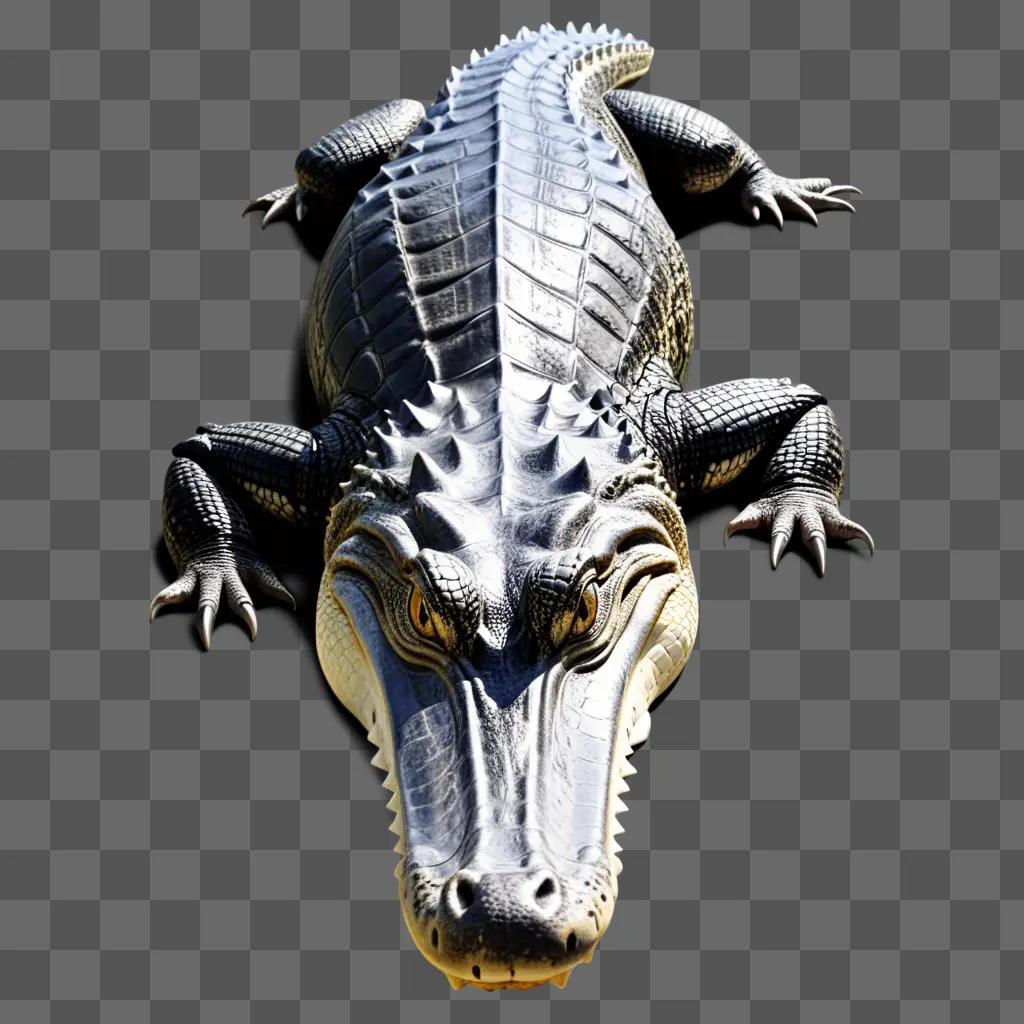 Realistic alligator drawing with black and yellow coloring