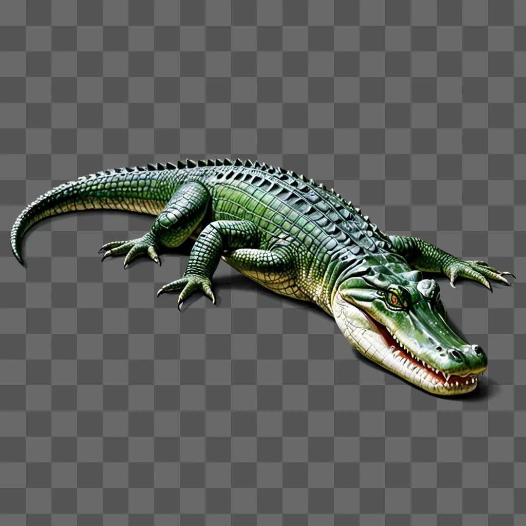 Realistic alligator drawing with mouth open