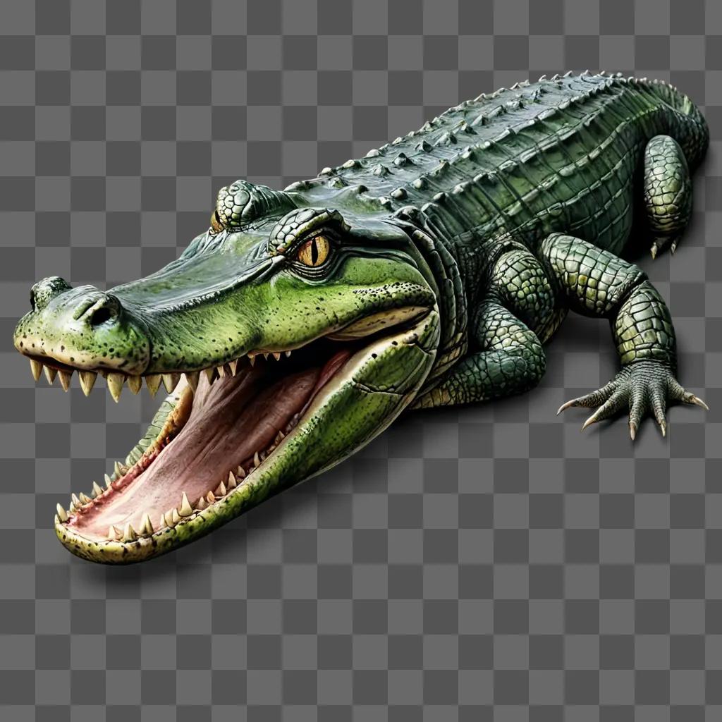 Realistic alligator drawing with open mouth