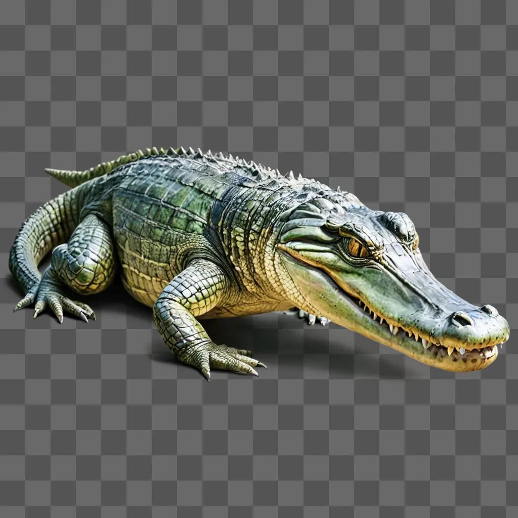 Realistic alligator drawing with sharp teeth and green color