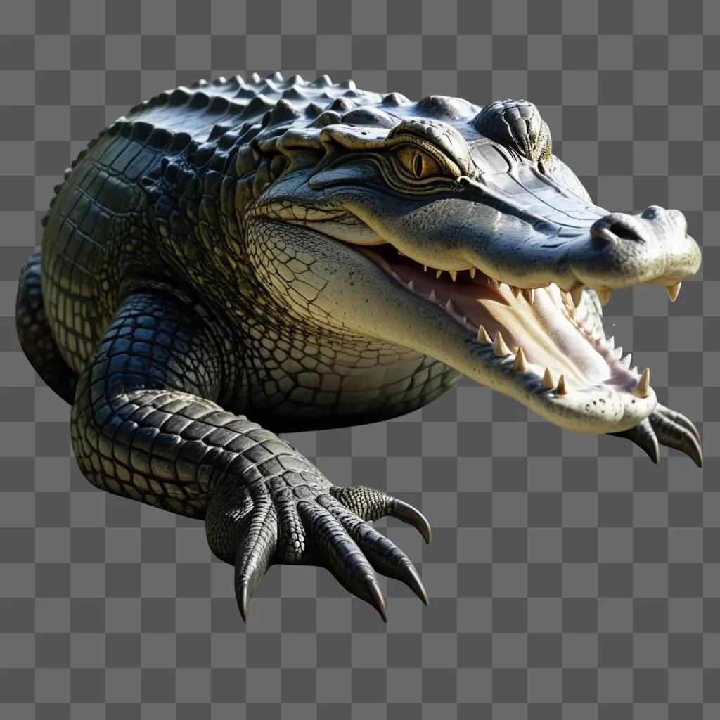 Realistic alligator drawing with sharp teeth and open mouth