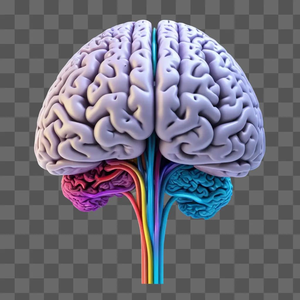 Realistic brain drawing of a brain with colorful veins