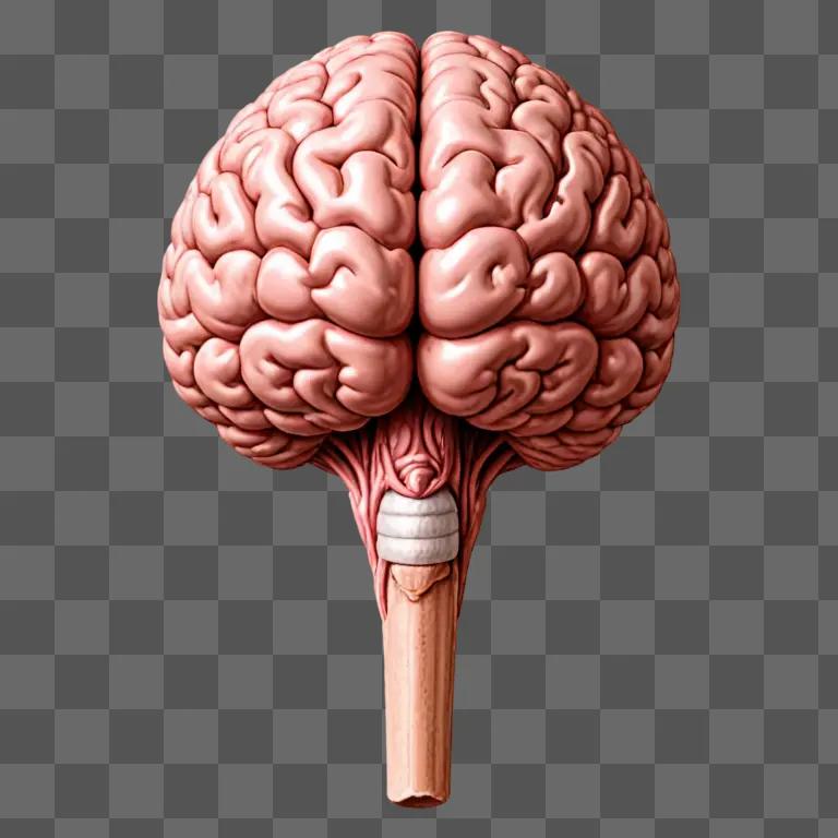 Realistic brain drawing on a pink background