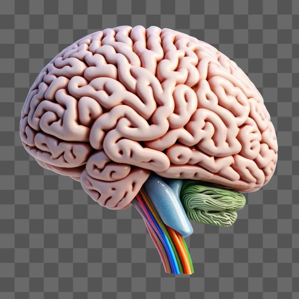 Realistic brain drawing with different colored arteries