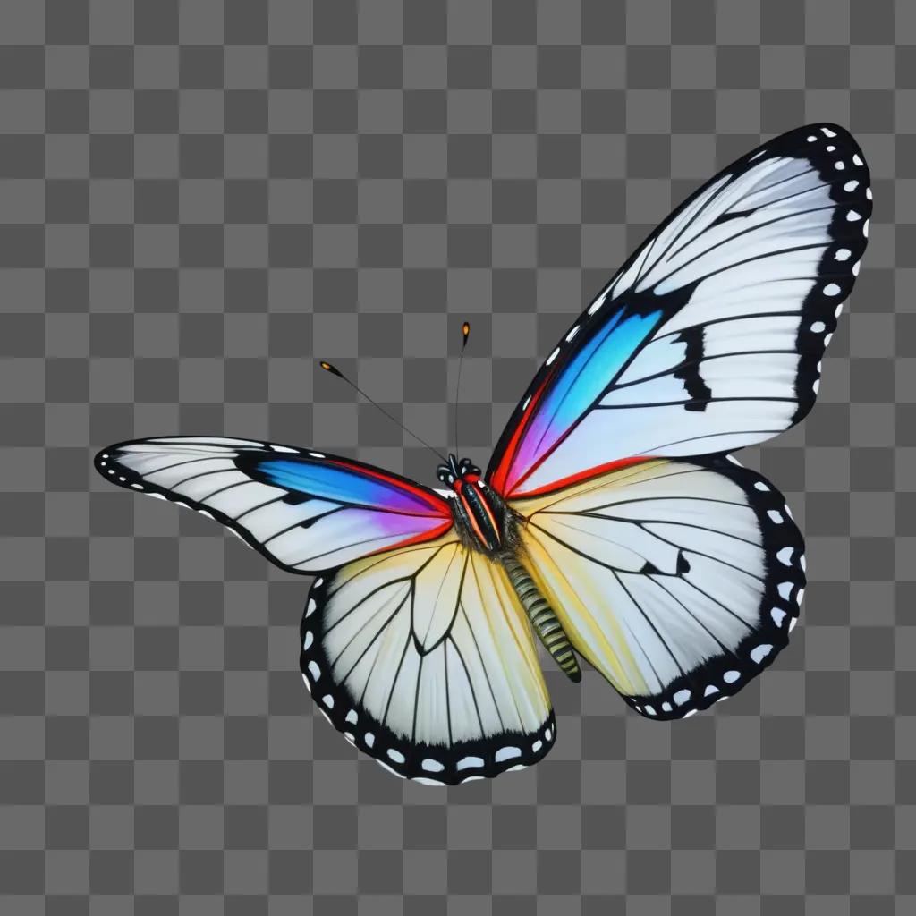 Realistic butterfly drawing with colorful wings