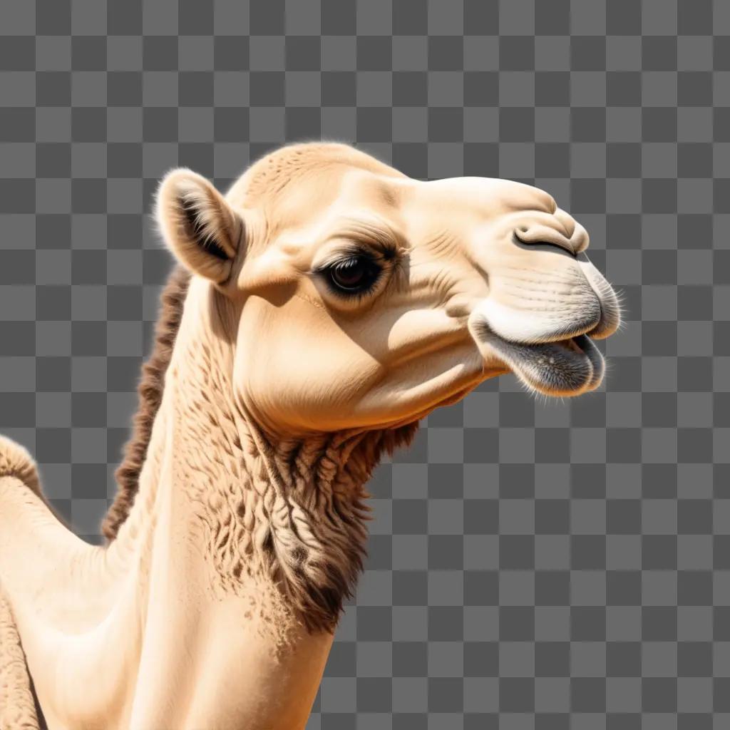 Realistic camel drawing against a beige background