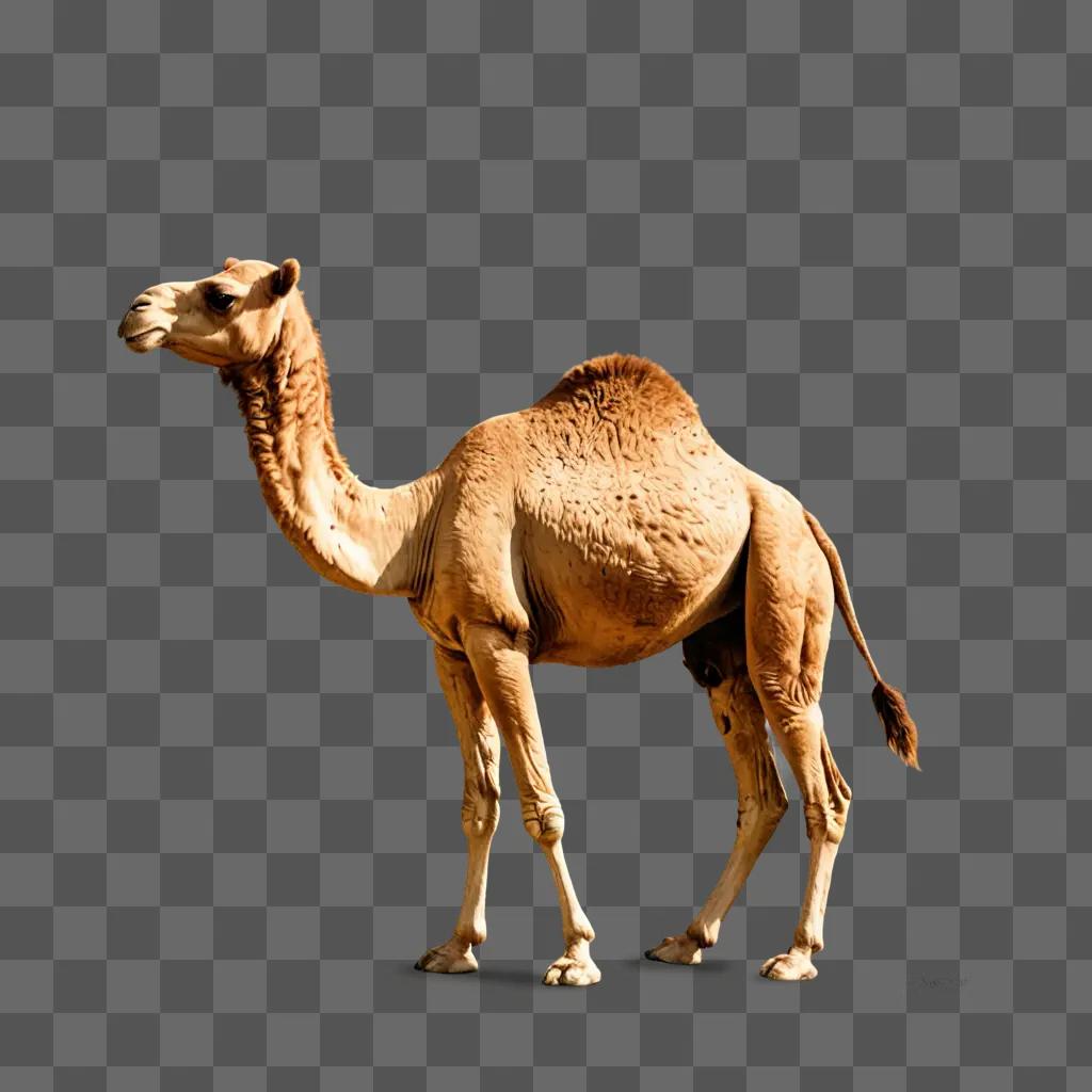 Realistic camel drawing against a brown background