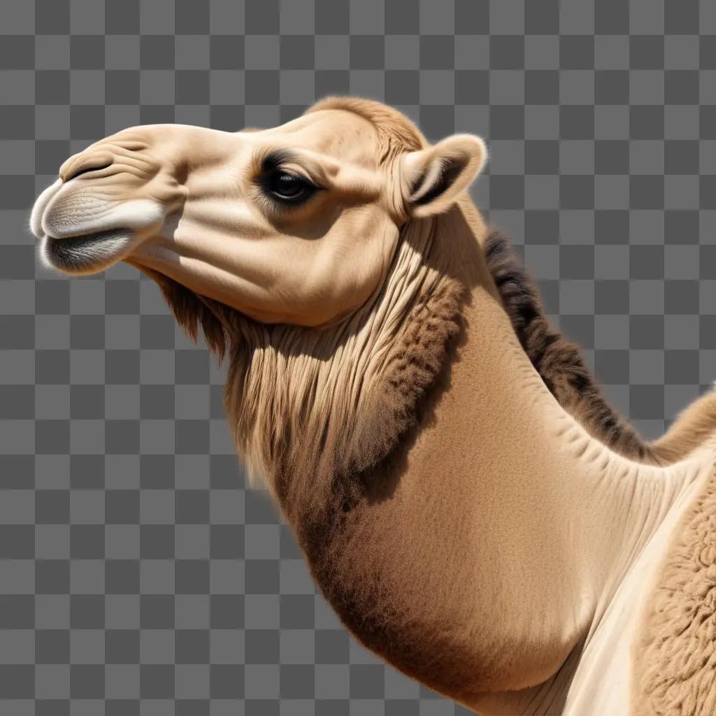 Realistic camel drawing against a tan background