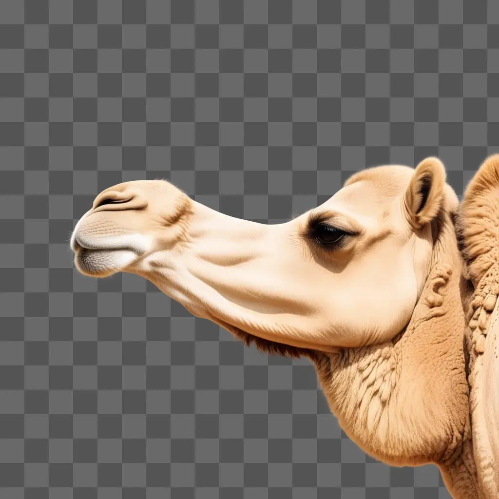 Realistic camel drawing against beige background