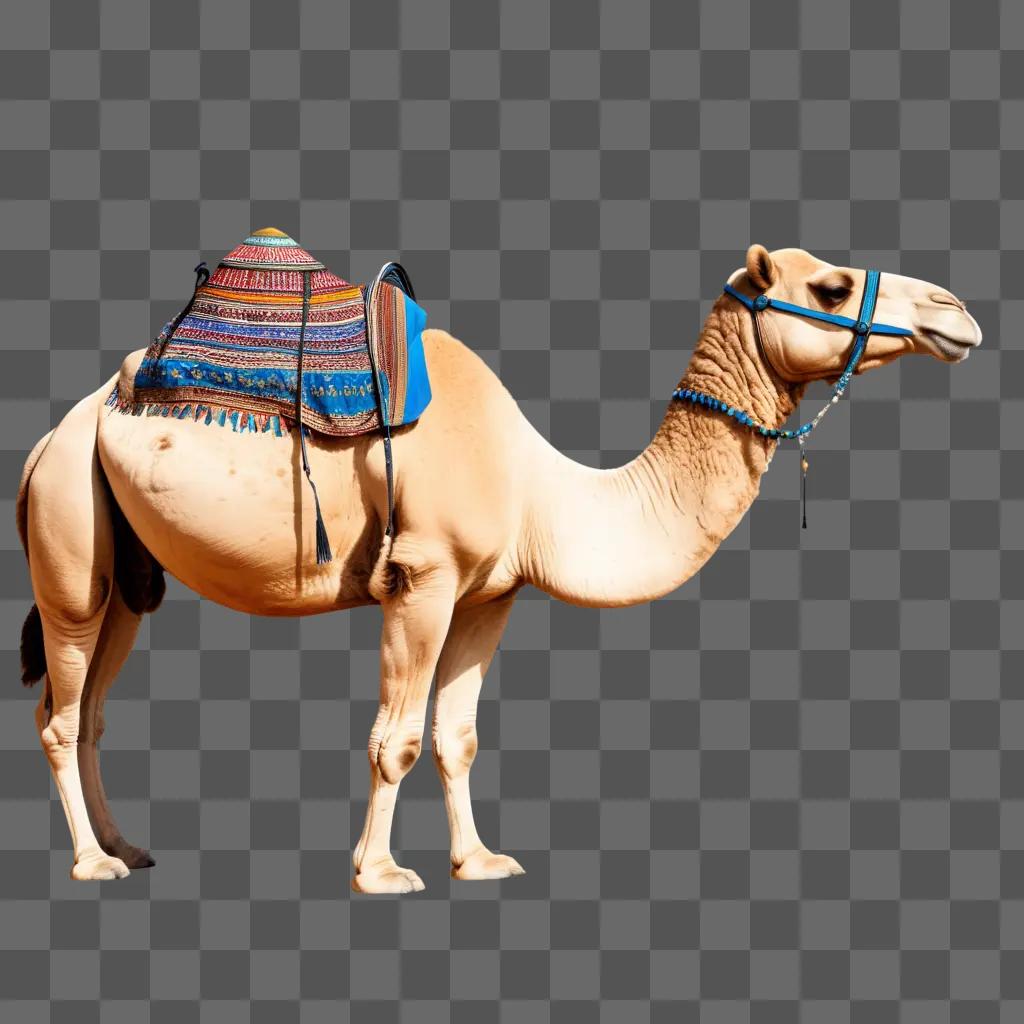 Realistic camel drawing on beige background