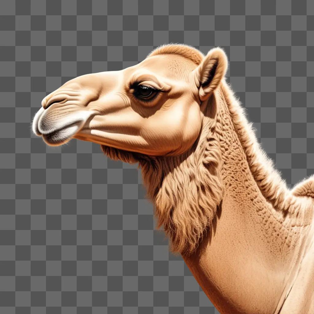 Realistic camel drawing with a white beard