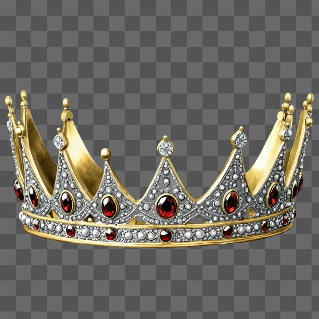 Realistic crown drawing with red gemstones and gold accents