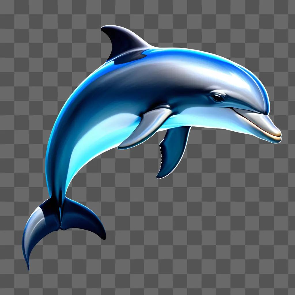 Realistic drawing of a blue dolphin in the water