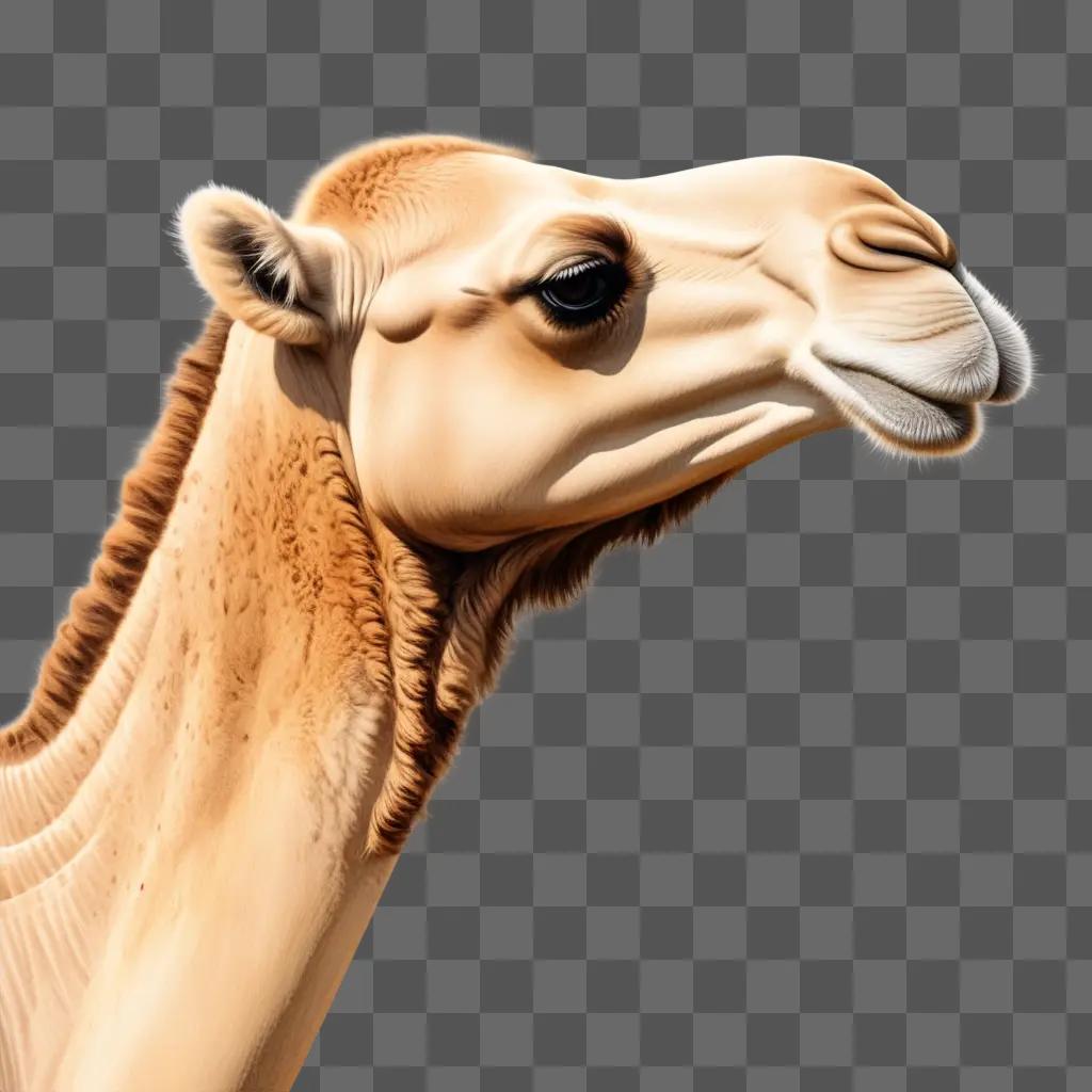 Realistic drawing of a camels head and neck