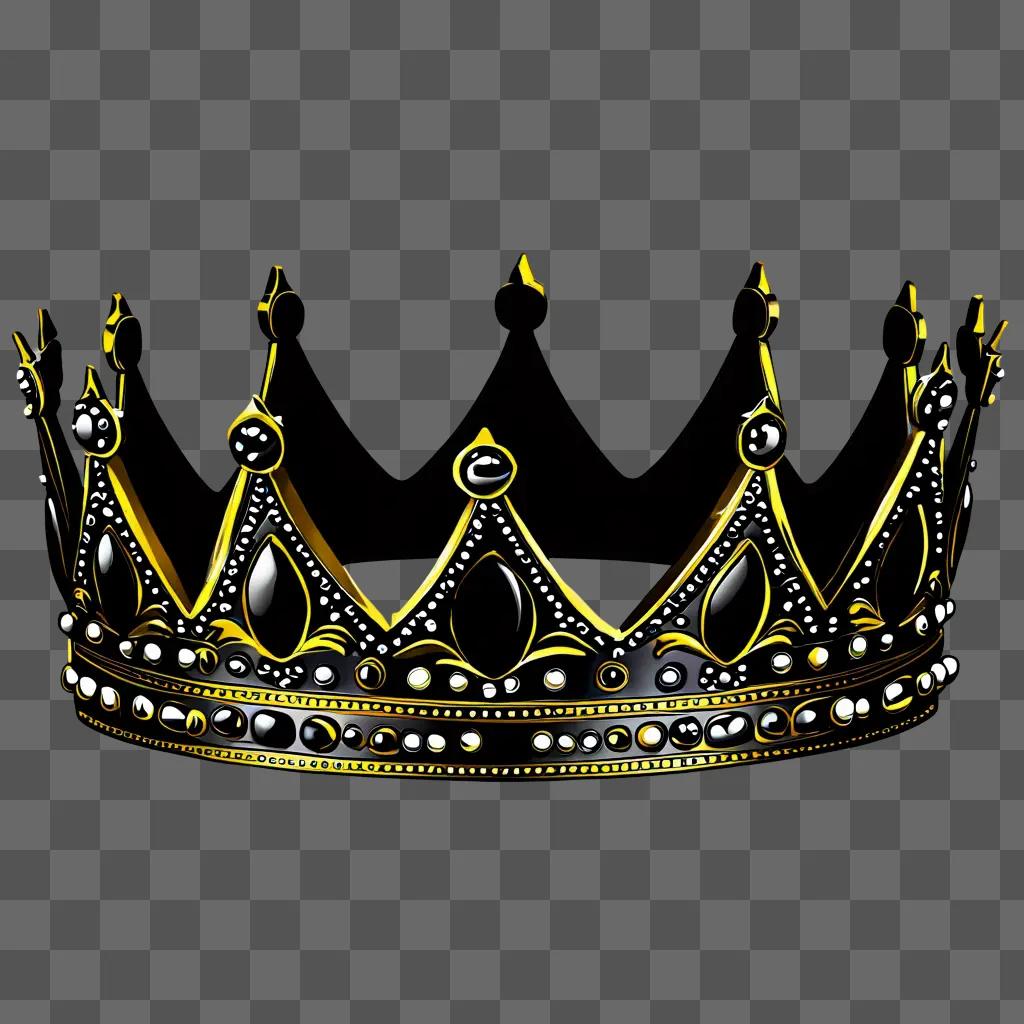 Realistic drawing of a crown on a black background