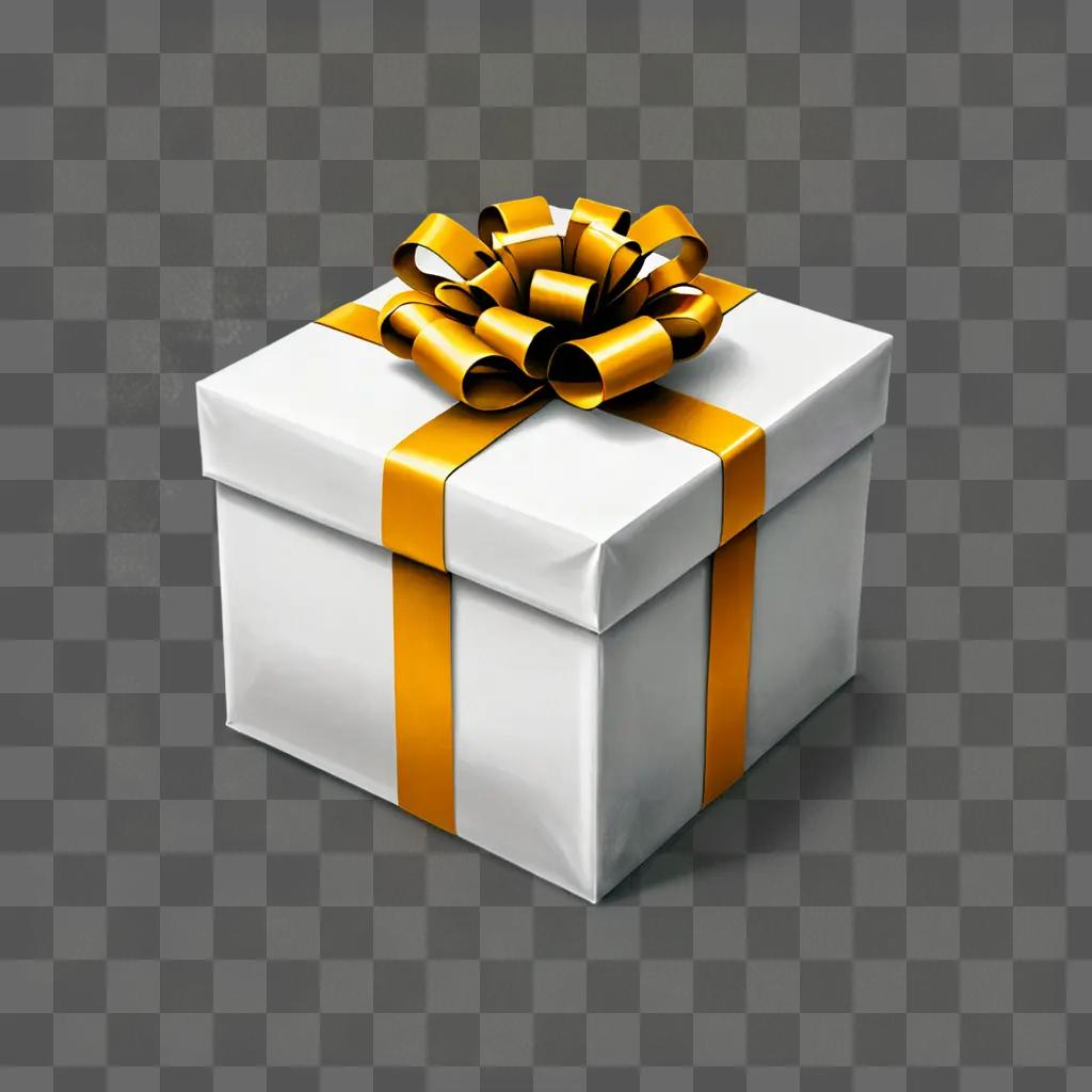 Realistic drawing of a gift wrapped in gold ribbon