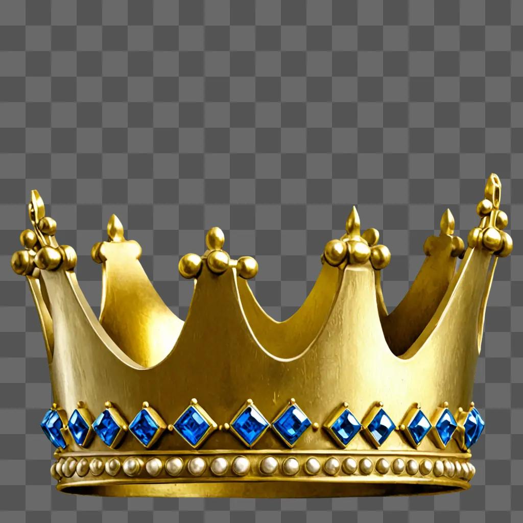 Realistic drawing of a gold crown with blue stones