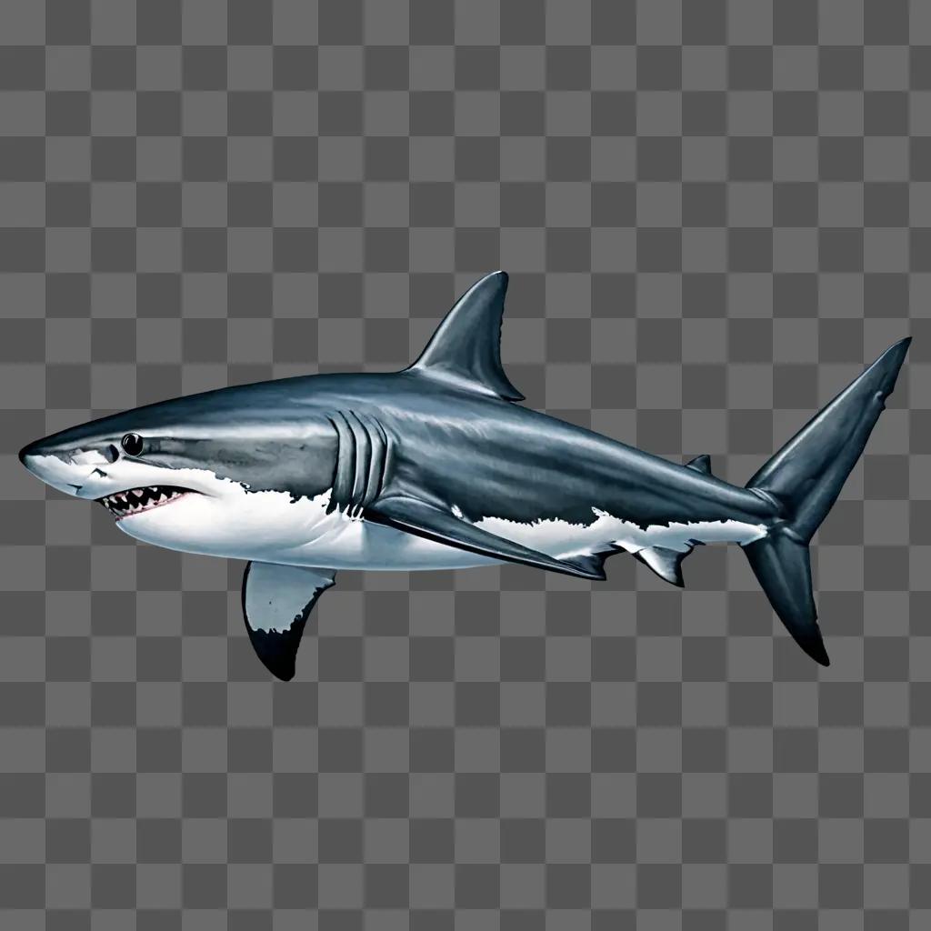 Realistic drawing of a large grey shark